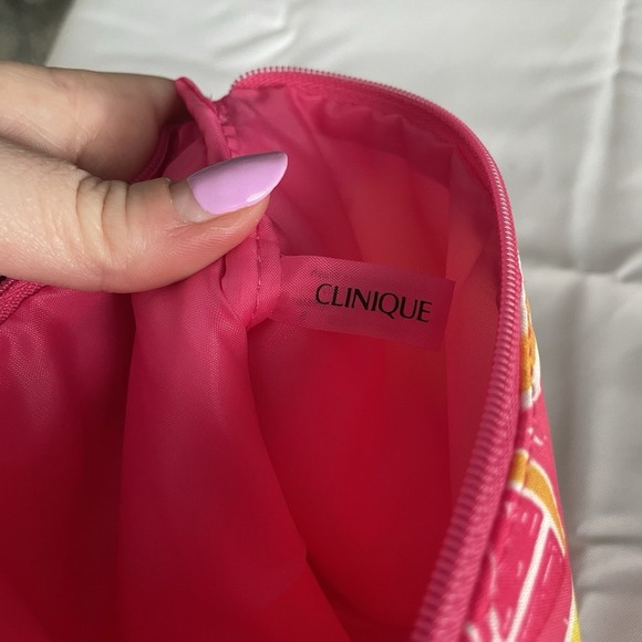 Clinique Pink Fruit Slices Make Up Case Summer Canvas Zip Pouch Bag Fruit - Picture 5 of 8